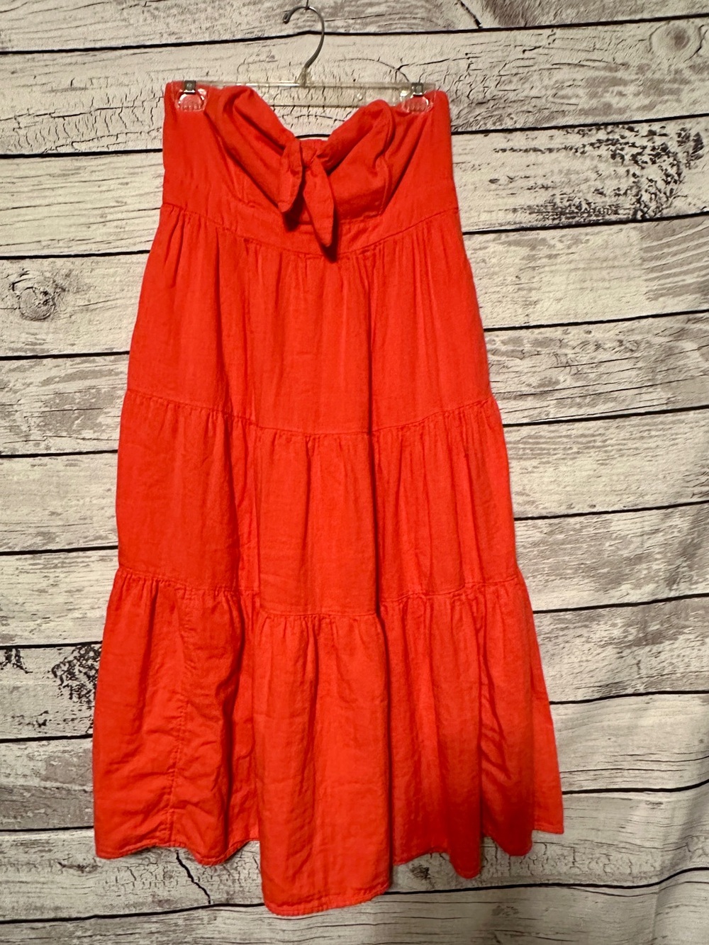 Universal Thread Strapless Maxi Dress Medium Orange Tie Front Smocked Boho
